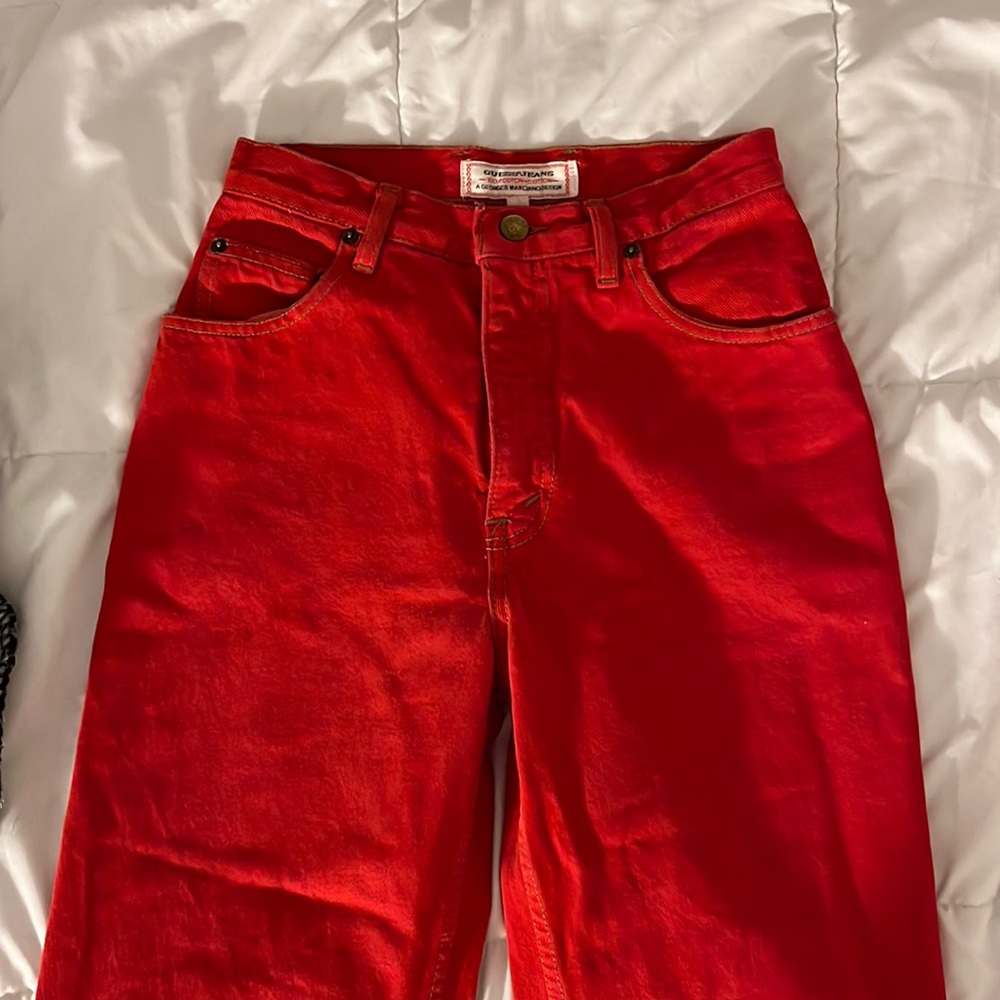 90s vintage red guess jeans